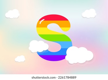 S Letter Rainbow patterns design, abstract rainbow letter for kids, love, family and scholl concept vector illustration design