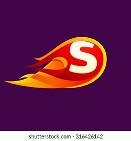 S letter with red fire flames. Letter vector design template elements for your application or corporate identity.