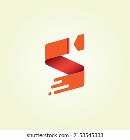 S Letter in Ribbon Vector Logo Design