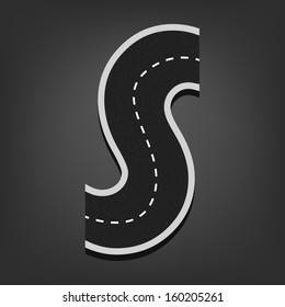 S Letter. Road Font