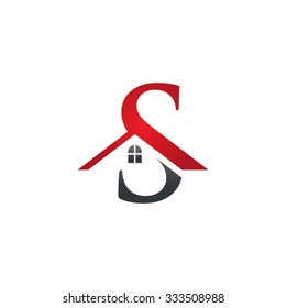 S letter roof shape logo red