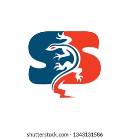 S Letter Salamander Fire Flame Power Logo Illustration