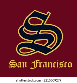 S Letter, San francisco logo, red  background