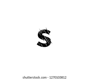 S Letter Scratch Hand Drawn Chalk Effect Monogram Logotype