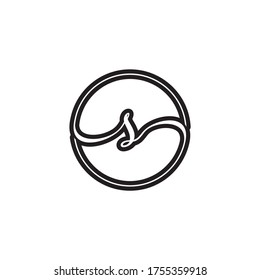 S letter script circle logo design vector