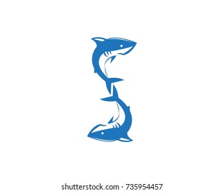 S letter Shark Logo Template

