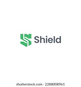 S letter with shield abstract geometric logo design vector illustration