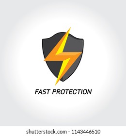 S letter in shield, electricity with shield, logo with protection theme.