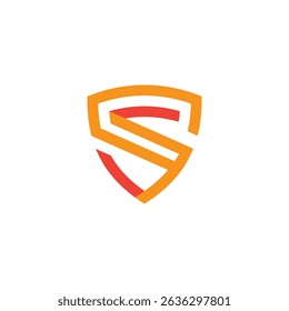 S letter shield logo in flat design style