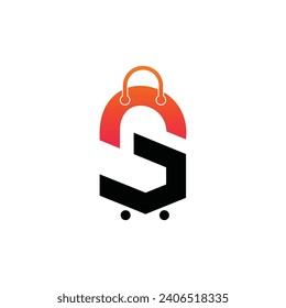 S letter with shopping andcart logo concept.