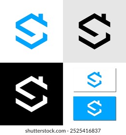 s letter sign icon white and black logo