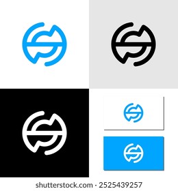 ícone de sinal de letra s logotipo branco e preto