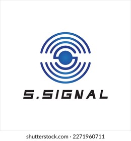 S letter for signal  wifi connection logo design concept on white background
