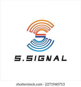 S letter for signal  wifi connection logo design concept on white background