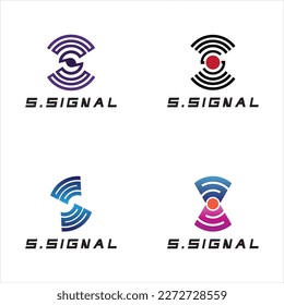 S letter for signal  wifi connection logo design concept on white background