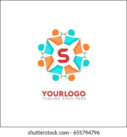 S letter social relationship logo and icon. 