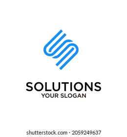 S letter solutions logo design vector