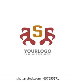 S Letter Spider vector illustration with Happy Halloween logo. Festive logo design.