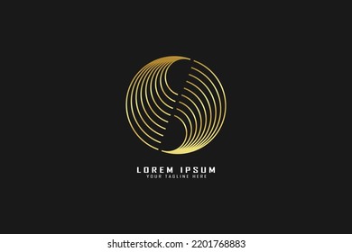 S letter Spiral Golden abstract illustration, Modern Design, Waves Illustrations