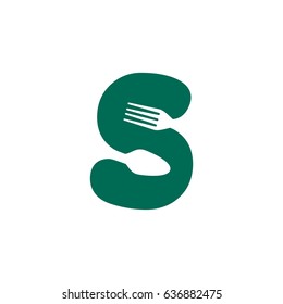 S letter with spoon and fork