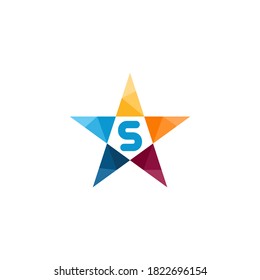 s letter star abstract colorful logo design