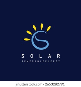 S letter sun vector for solar panel logo brand
