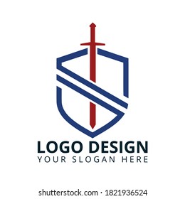 Vector de diseño de logotipo Sword & Shield de la letra S I