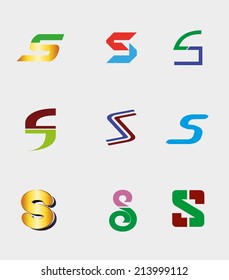 S letter symbol element design icon collection 