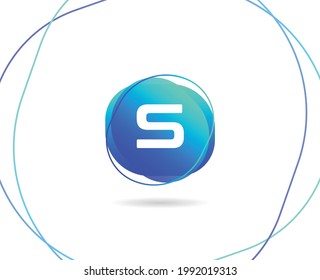 S Letter Tech Logo Design with Modern Gradient Color Vector Template