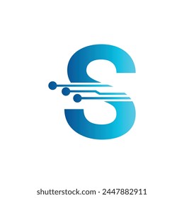 S letter tech logo, initial S for technology symbol