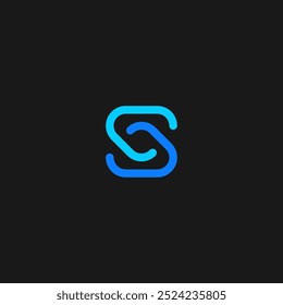 S letter tech stylistic initial logo with blue tone color.