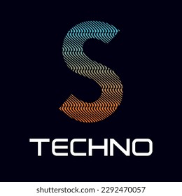 s Letter techno  design template illustration
