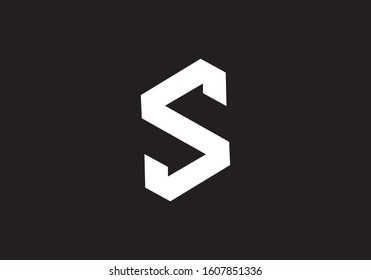 S Letter Text Initial Abstract Logo Icon Template in white color on black background