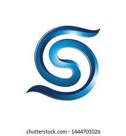 S Letter Twisted Twirl Line Modern Logo Symbol
