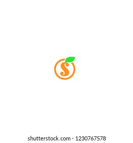 S letter with unique orange fruit vector logo design