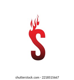 s letter uppercase fire flame hot logo vector icon illustration

