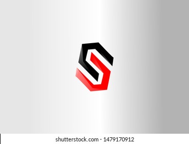 S letter vector illustration. Black and Red vector logo