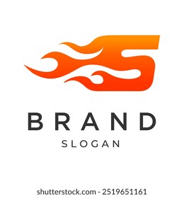 Logotipo del Vector de la letra de S con efecto del fuego, plano simple y minimalista multicolor, simbólico