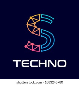 S letter vector logo template. This design use alphabet symbol. Suitable for technology.