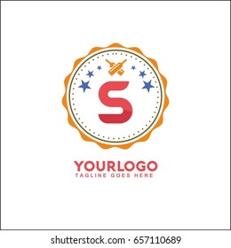 S letter vector vintage label. Template for banner, café,restaurant,  insignia, business brand design.