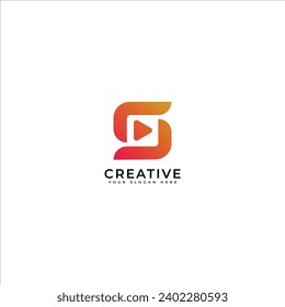 icono del logotipo de la compañía abstracta del reproductor de vídeo de letras S