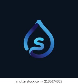 s letter water drop logo icon