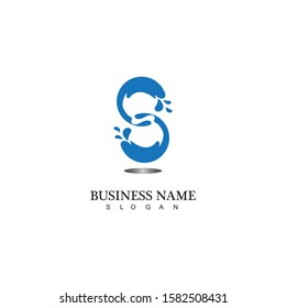 S letter water splash logo design template
