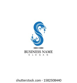 S letter water splash logo design template