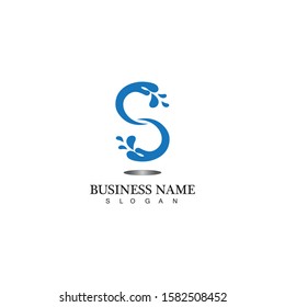 S letter water splash logo design template