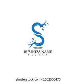 S letter water splash logo design template
