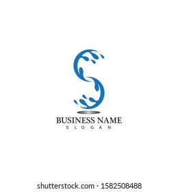 S letter water splash logo design template