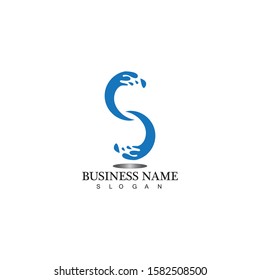 S letter water splash logo design template