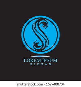 S letter water splash logo design template