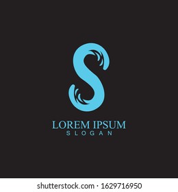 S letter water splash logo design template